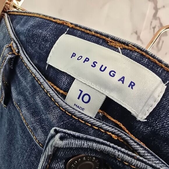 Popsugar Jeans Womens 10 High Rise Skinny Crop Denim Dark Medium Wash - Picture 3 of 12